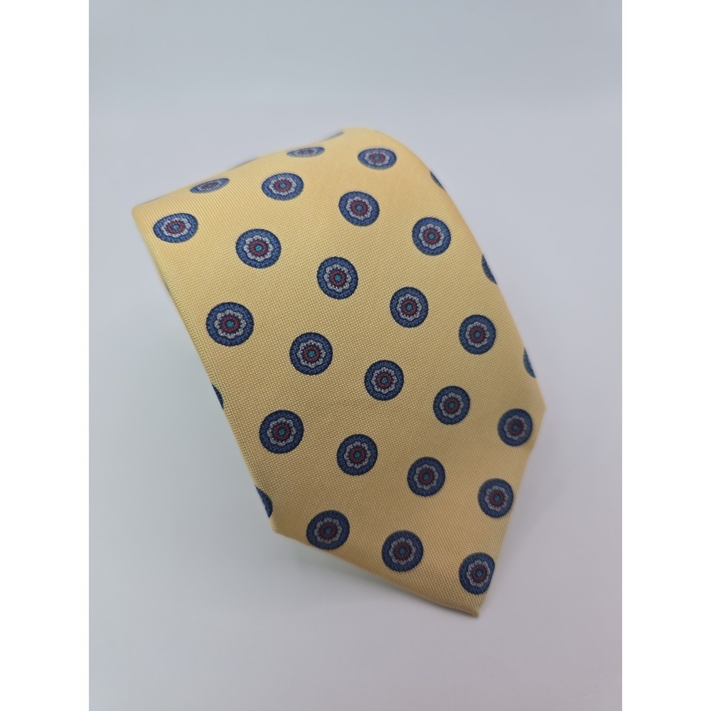 Vintage Early 1970s Briar‎ Hand Fashioned Italian Silk Medallion Tie 3.5 X 57 In